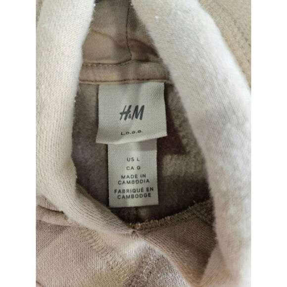 H & M Tan Oversized Hoodie Sweatshirt Cozy Large - Picture 2 of 7